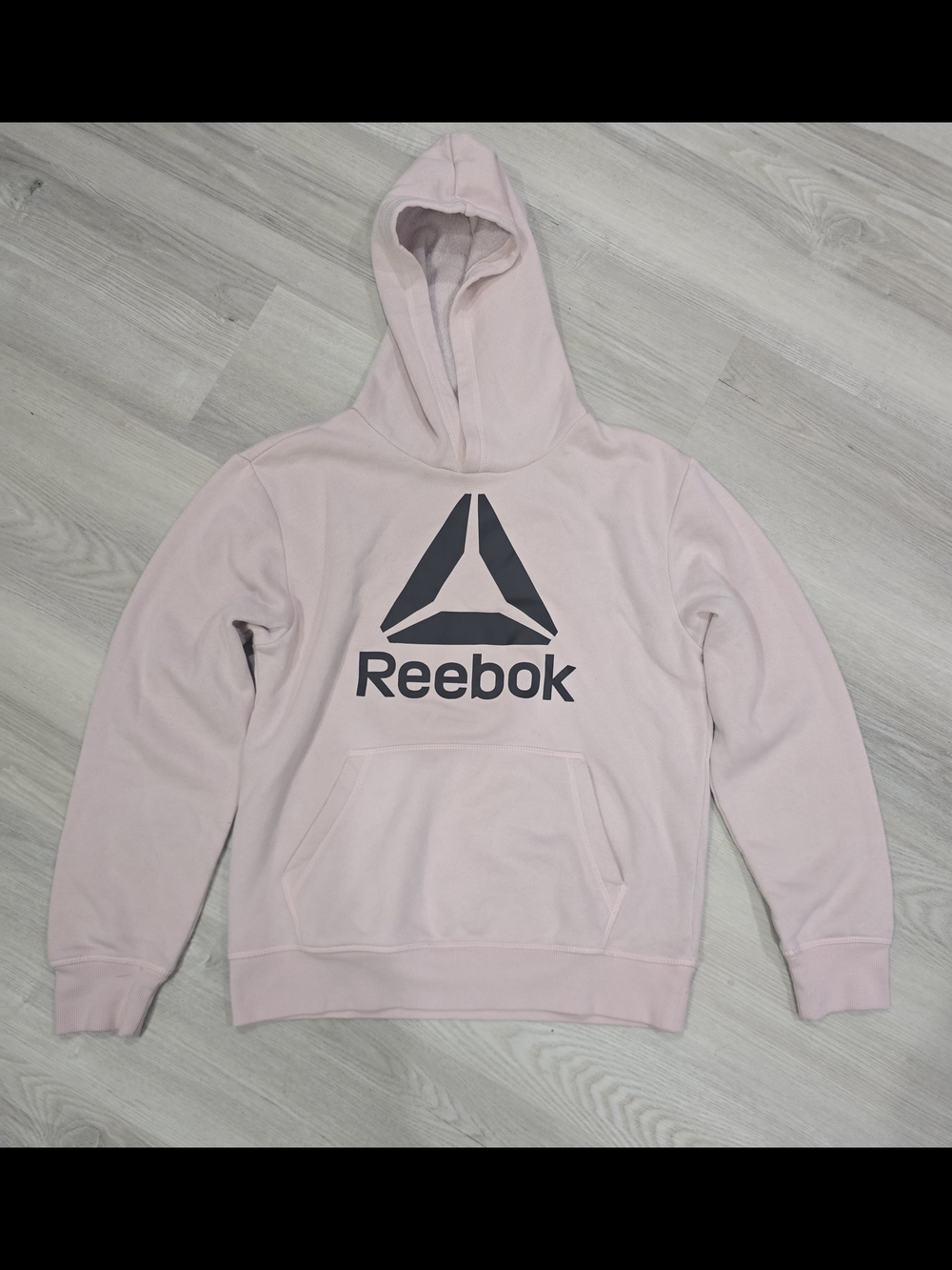 Reebok Girls Soft Pink Logo Hoodie Size L